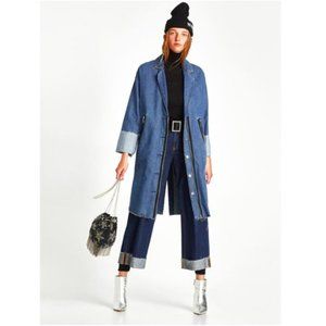 ZARA DENIM FASHION TRENCH COAT, RARE, Size S. LIKE NEW
